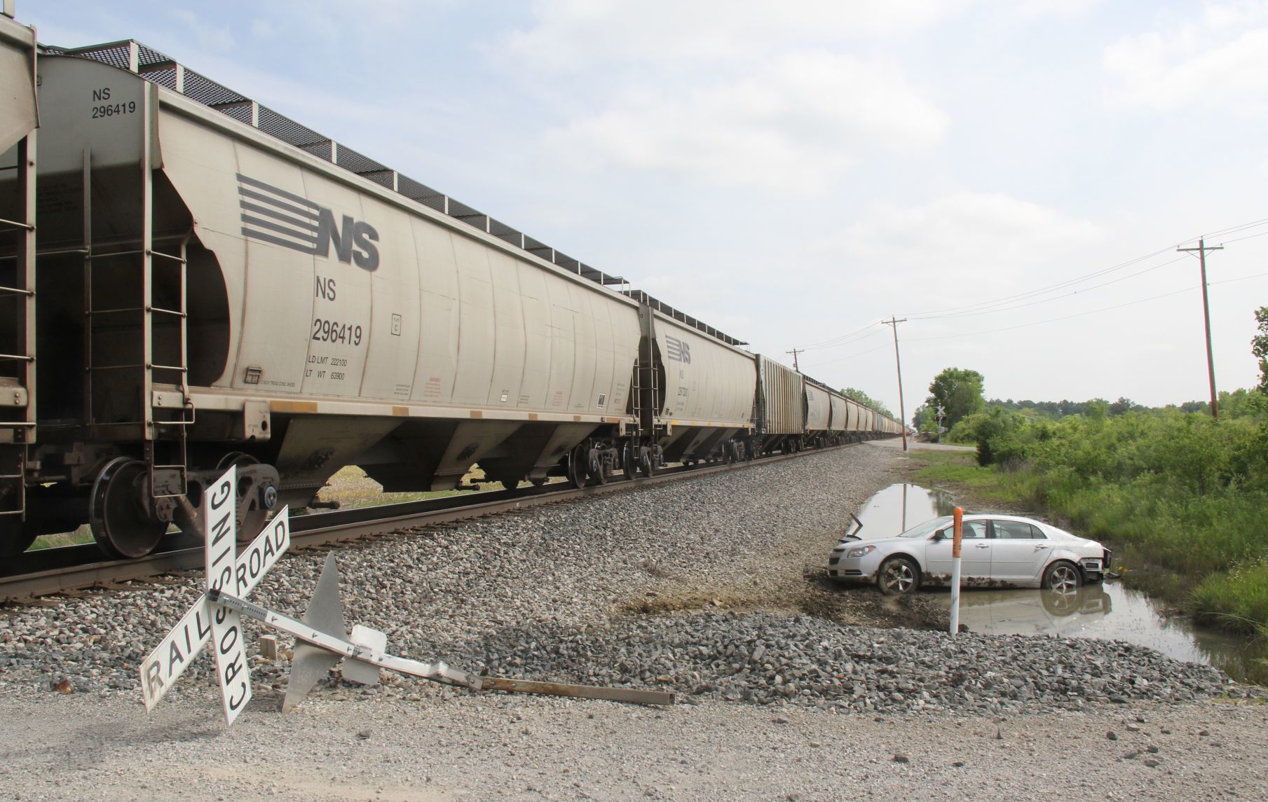 Train clips car near Butler, driver refuses medical treatment